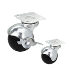 50mm Diameter Black Plastic Top Plate Ball Casters With Side Brake