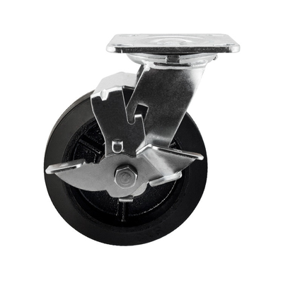 150x50mm Black Rubber Wheel Swivel Lock Heavy Duty Cast Iron Core Rubber Trolley Caster Wheels