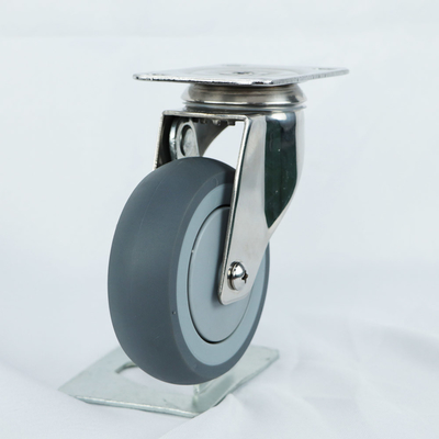 4 Inch Swivel Soft Wheel Casters Grey TPR Stainless Steel Caster Wheels Silent Manufacturer YLcaster