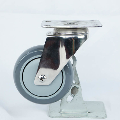 4 Inch SS Silent Wheel Plate Type Swivel Polyurethane Stainless Steel Castor Wheels Medium Duty