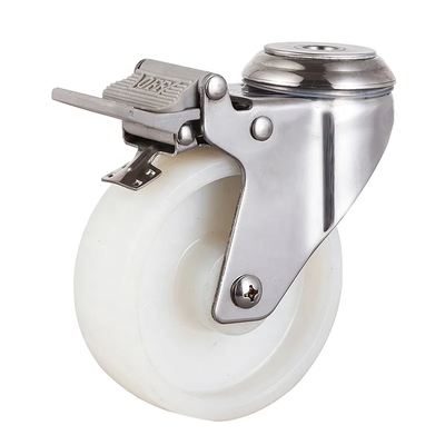 Ball Bearing Medium Duty Casters Zinc Plated Side Lock Brake 180 F Temperature Range