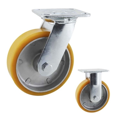 125mm PU Wheel Top Plate Braked Swivel Castors  Tread On Type