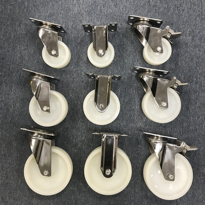 5 Inch SS Casters With Side Lock Solid Nylon Plate Casters Customize