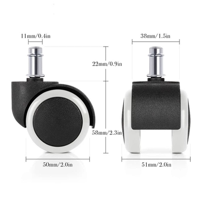 White / Black Certified Furniture Caster Wheel Plastic With Nylon Wheels