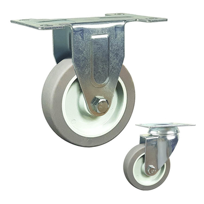 Heavy Duty Grey TPR Caster Wheels Silent Swivel Plate Casters Zinc Plated Finish