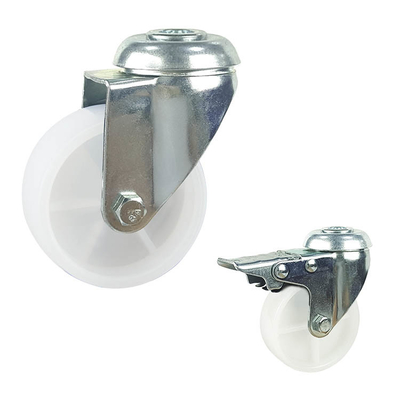 4inch Solid Wheel Screw Fixed Rigid Plate White PP Light Duty Casters For Misting Fans