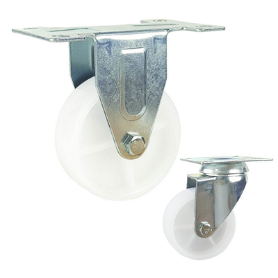 4inch Solid Wheel Screw Fixed Rigid Plate White PP Light Duty Casters For Misting Fans