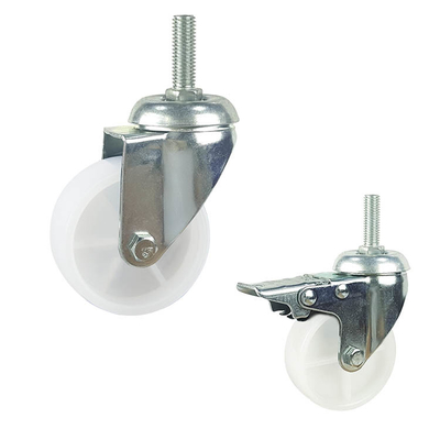4inch Solid Wheel Screw Fixed Rigid Plate White PP Light Duty Casters For Misting Fans