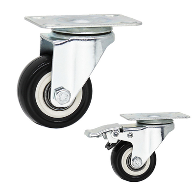 Small Size 1.5" Soft Wheel PVC Casters Top Plate Swivel Castors For Cabinets