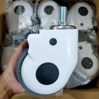 100mm Soft Medical Casters Top Plate Swivel Type TPR Silent Hospital Wheels