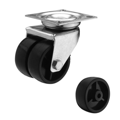 2 Inch Top Plate Type Light Duty Twin Wheel Plastic Caster Wheels Low Profile OEM