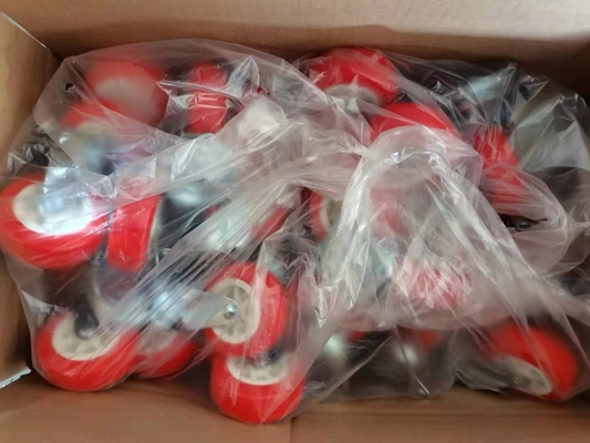 1.5" Rigid Plate Red PU Light Duty Casters  For Bed Drawers