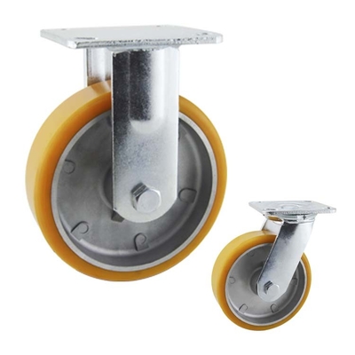 125mm PU Wheel Top Plate Braked Swivel Castors  Tread On Type