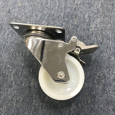 5 Inch SS Casters With Side Lock Solid Nylon Plate Casters Customize