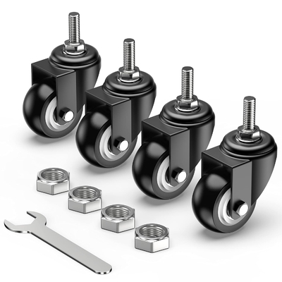 4 Piece Set Industrial Swivel Caster  PVC Double Ball Bearing Threaded Stem Caster  With Brake