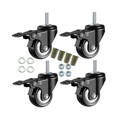 5 Inches Overall Height Polyurethane Casters for Heavy Duty 1000 Lbs Load Capacity Ball Bearing Included
