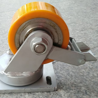 Smooth Tread Black PU Caster Wheel 194mm Height for Warehouse Material Handling and Transport