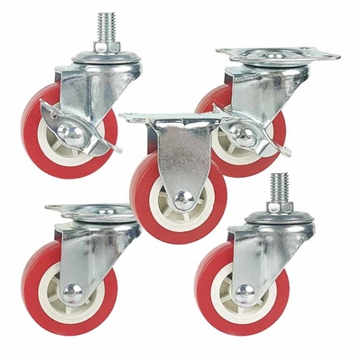 2.5 Inch Soft Wheels Swivel Head  Light Duty PVC Casters Bolt Hole Side