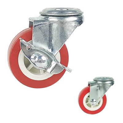 2.5 Inch Soft Wheels Swivel Head  Light Duty PVC Casters Bolt Hole Side