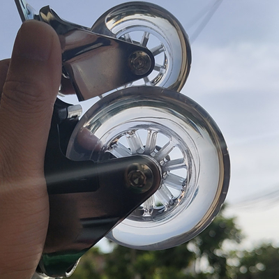 50mm Transparent Furniture Casters For Threaded Stem Chrome Painted Soft Castors Swivel With Lock